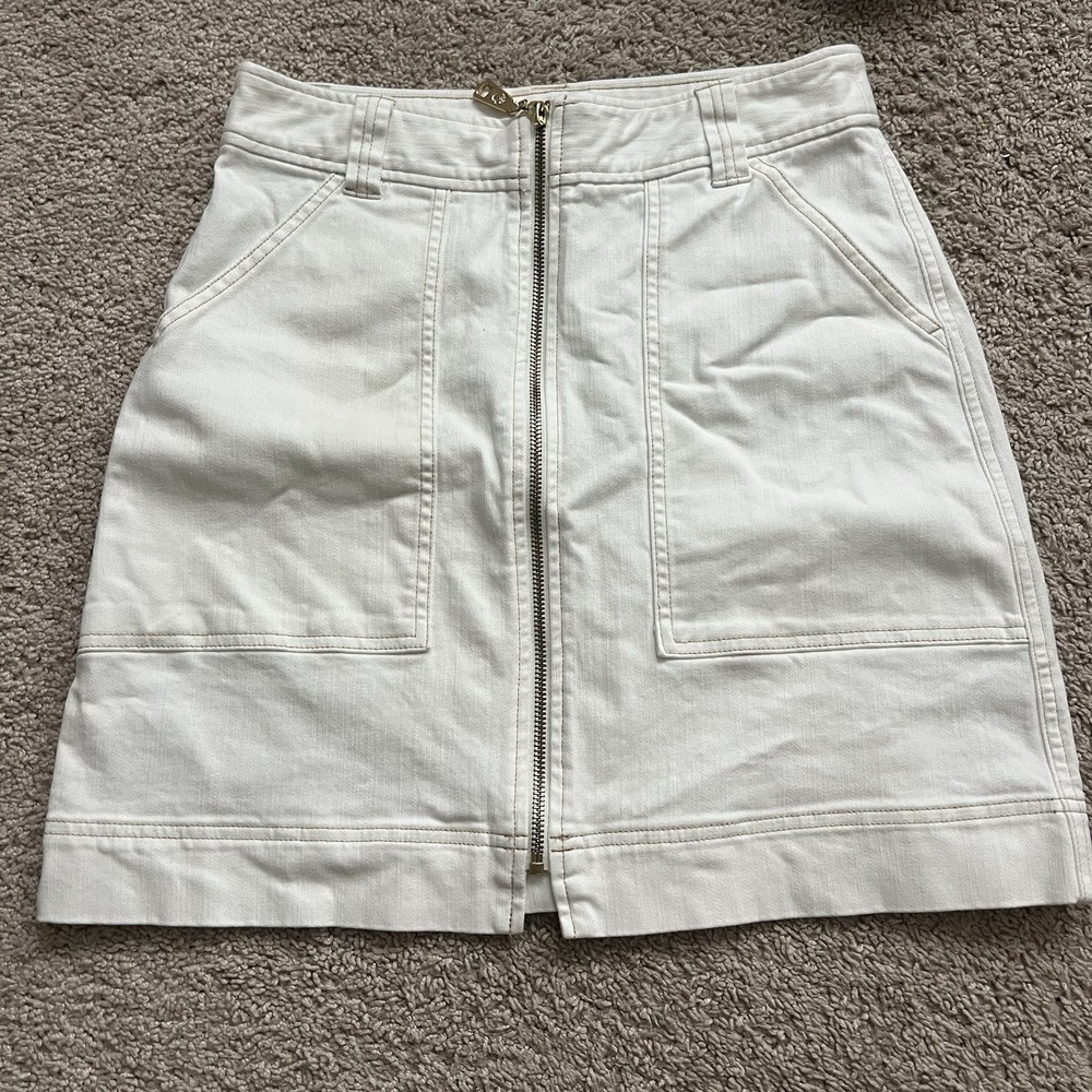 SPARTINA 449 Cream Neutral Denim Canvas A-Line Skirt - Size 6